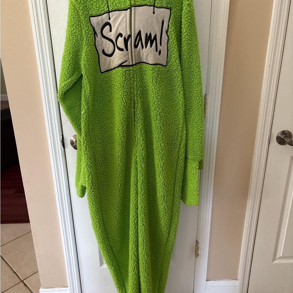Sesame Street Green "Scram!" Plush Onesie
